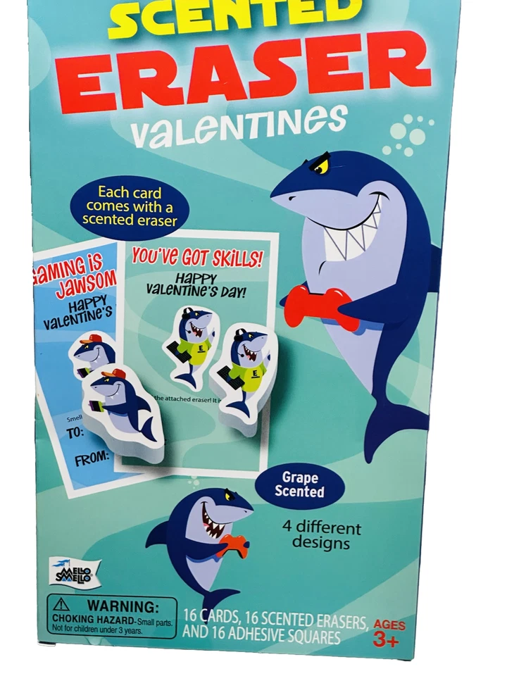 Валентинки ластик с ароматом акулы винограда для геймеров. 16 карт/4 различных дизайнов возрастов 3 + - Изображение 4 из 4