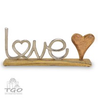Moderner Schriftzug Aufsteller Love Mit Herz Silber 25Cm-10055447