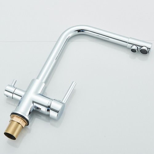 3 Way Pure Water Filter Kitchen Tap Dual Handle Swivel Sink Mixer Taps Chrome - Picture 10 of 12