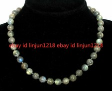 Gray 8mm10mm12mm Natural Labradorite Beads Gemstone Jewelry Necklaces 18-36''