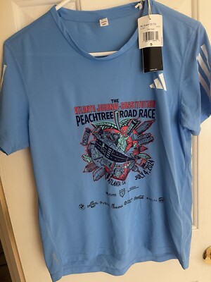 Adidas 2024 Atlanta Peachtree Road Race Shirt Womens Small Blue Performance NWT