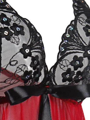 Womens Sexy Lingerie Sleepwear Nightwear Underwear Teddy Babydoll Lace Dress Set - Foto 61 di 69