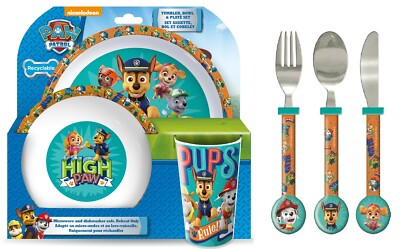 Paw Patrol BPA Free 6pcs Dinner Set Plate, Bowl, Cup, Fork, Knife and Spoon  UK