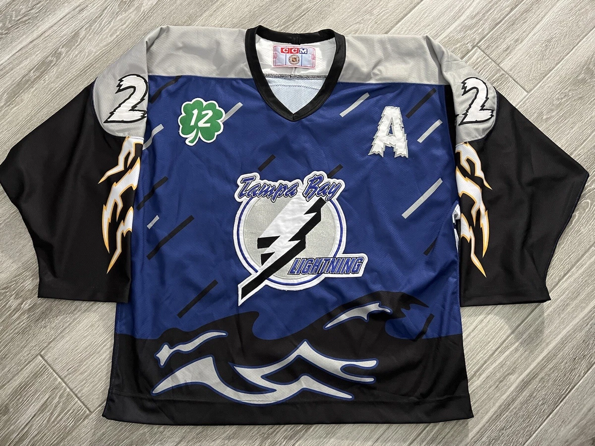 1997-98 CCM Dino Ciccarelli ￼Tampa Bay Lightning Storm Alt. Hockey Jersey  Sz XL