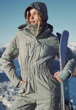 Free People Movement All Prepped Waterproof Ski Suit In Greyed Olive Large
