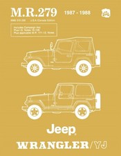 1987 - 1988 Jeep Wrangler Yj Service Workshop Manual - M.r. 279