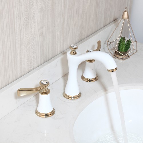 Bathroom Widespread Basin Sink Faucet Waterfall 2 Handle 3 Hole Vanity Mixer Tap - Picture 5 of 11