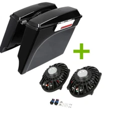 5" Stretched Extended Hard Saddlebag+Speaker Fit For Harley Touring FL 93-13 12