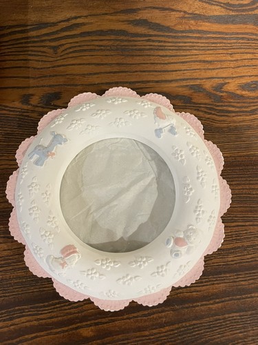 Russ Baby White Pink Blue Flower Round Animals Photo Frame No Box - Picture 2 of 5