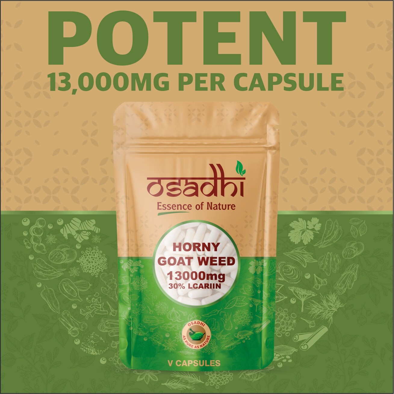 Horny Goat Weed 30 capsule 13.000 mg per tappo 30% Lcariina aumento della libido maschile foto 5