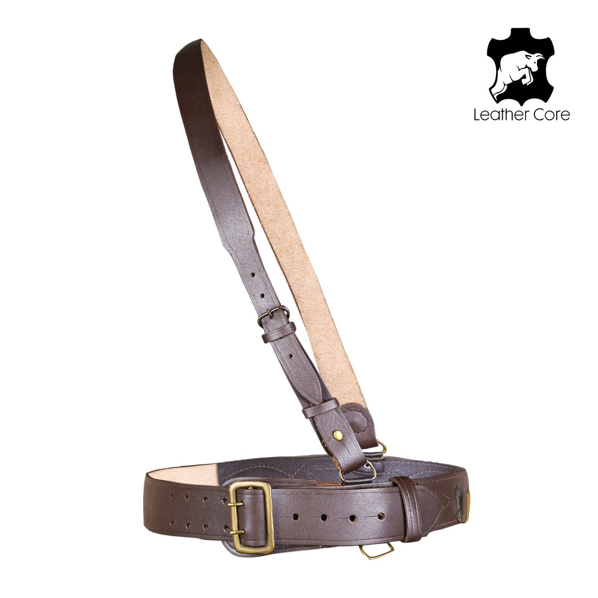 Sam Browne Leather Belt British Military Belt Crossover