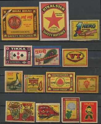India Vintage Approx 90+ Different Match Box Labels In Excellent