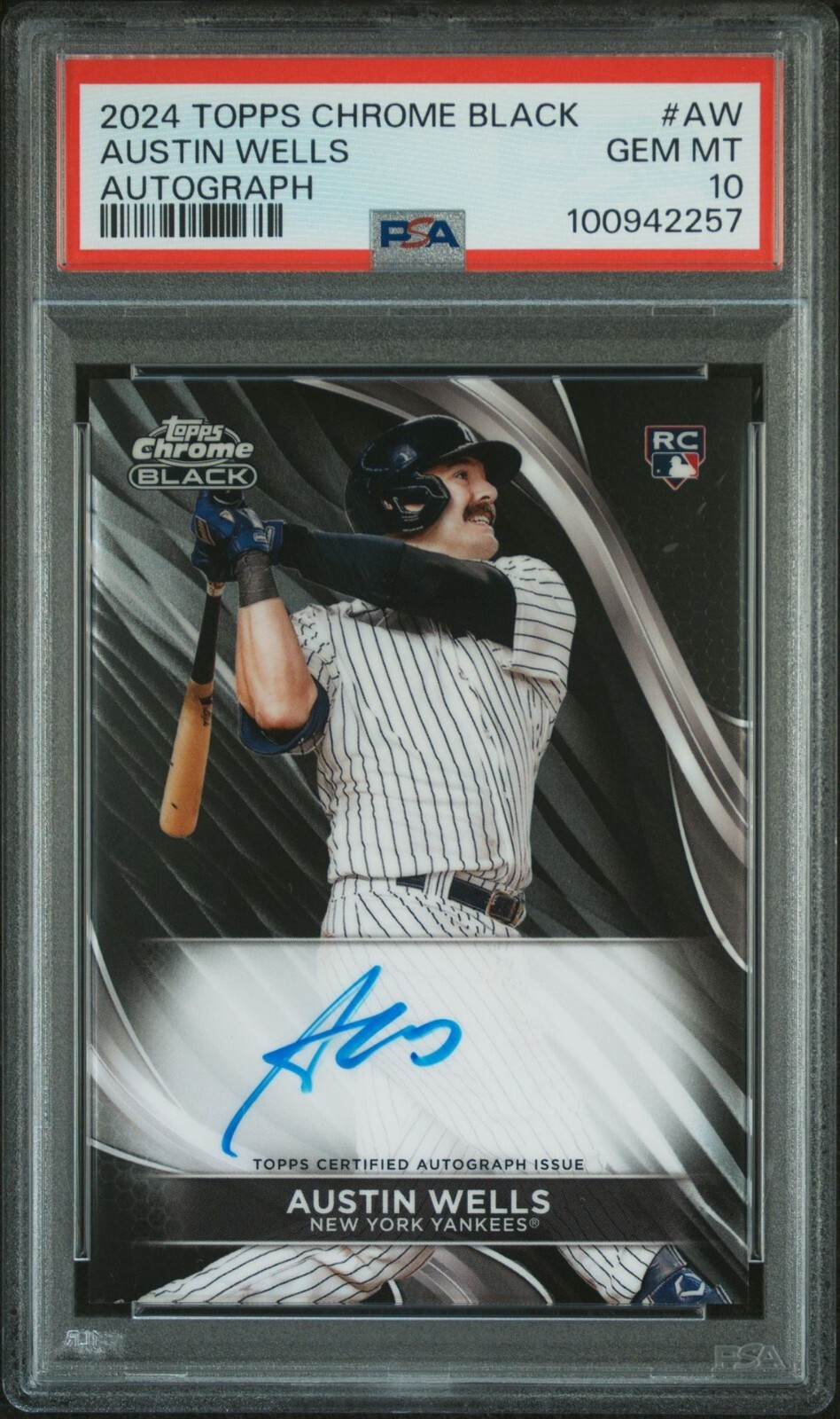 Austin Wells 2024 Topps Chrome Black #CBA-AW Autographs Price 