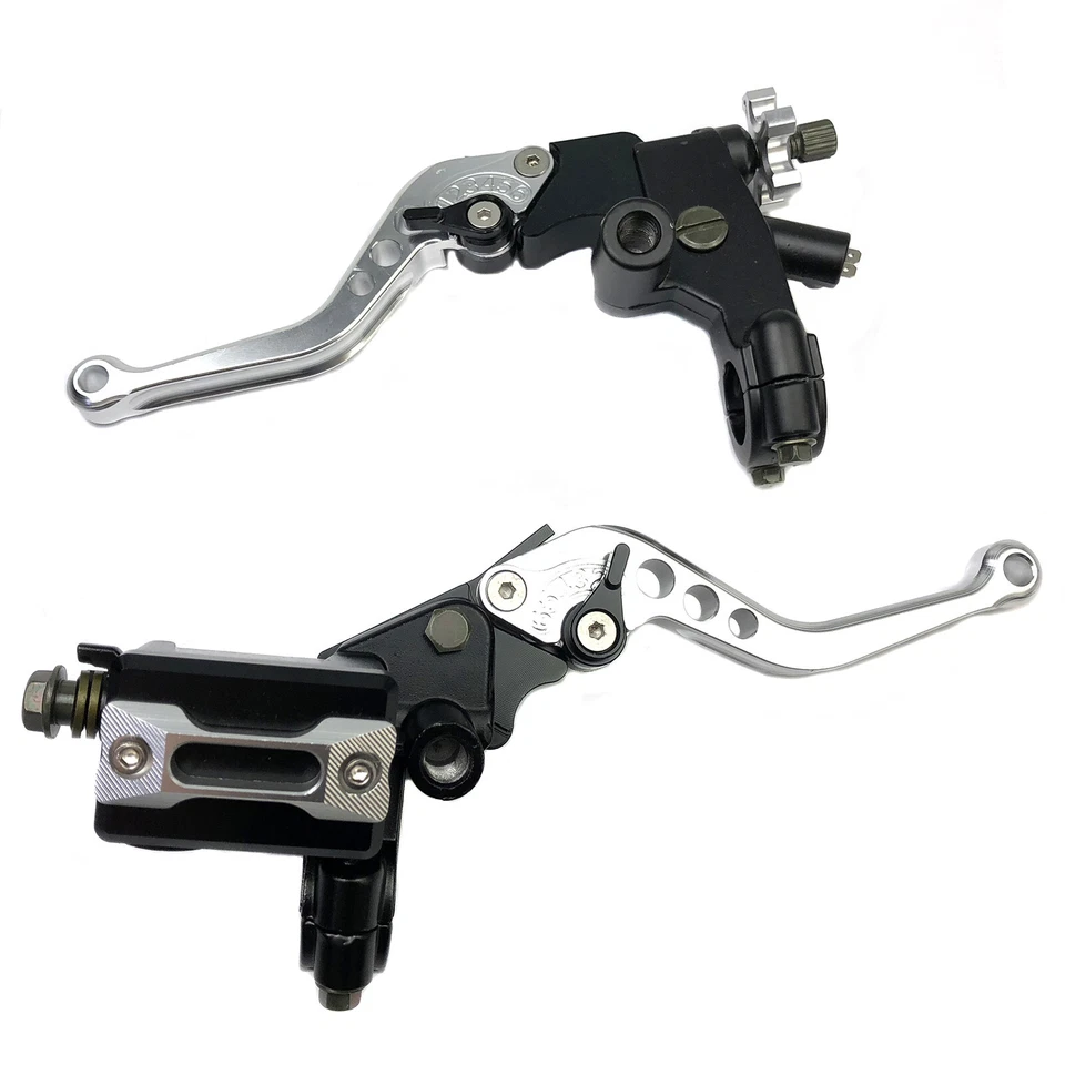 Palanca depósito cilindro CNC embrague freno delantero plateado universal 7/8" motocicleta Foto 3 de 4