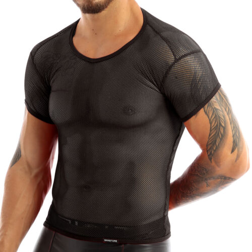 Men's Hollow Out Fishnet Blouse Shirts Crop Tops Casual Sport Muscle T-Shirt Gym - Picture 43 of 53