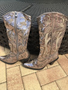 sequin embroidered boot
