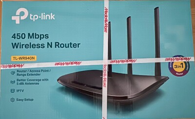 TP-Link TL-WR940N WiFi Drathlose Router 450 Mbit/s Wireless 4 Port Single-band