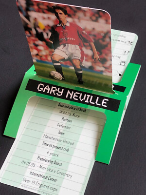 Quaker Sugar Puffs Soccer Pop-Up Card 1997 - Gary Neville - Manchester United