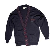 Vintage Womens 90s Gitano Sports Techna Navy Blue Collegiate Cardigan Sweater XL