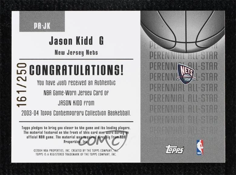 2003 Topps Contemporary Collection Perennial All-Star Relics 161/250 Jason Kidd - Image 2 of 3
