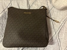 New Michael Kors Jet Set Travel Large Logo Messenger Bag Brown