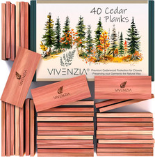 Cedar Blocks for Clothes Storage -40 Cedar Planks- Natural Closet Smell Eliminat