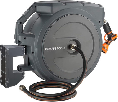 Giraffe Tools Retractable Garden Hose Reel, 5/8'' X 90 Ft Pro Wall Mounted Hose R