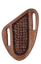 Basketweave Leather Knife Sheath Pancake Style Fits 4" Trapper KS-4039 Western