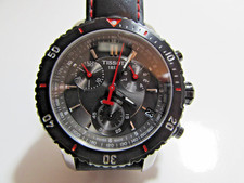 Tissot Men's PRS 200 Black Leather Strap Chronograph Watch Sapphire Crystal