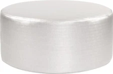 Luxe 36-Inch Round Ottoman in Metallic Silver-Stylish Home Decor