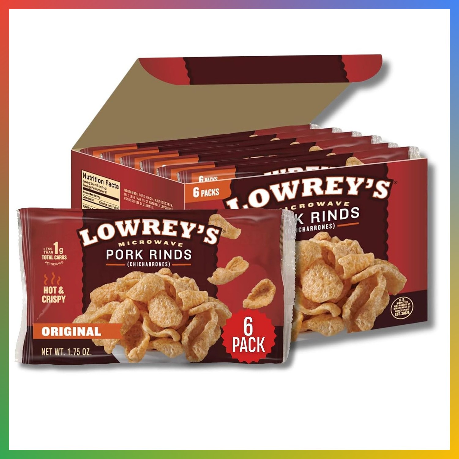 Pohro Rind Microwave Pork Rinds Chicharrones Original 10.5 Ounce Single Bag Snack ...