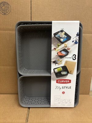 Set of 3 Curver My Style Gray Weave Storage Baskets