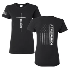 Charlie Kirk Freedom Cross Womens Graphic T-Shirt