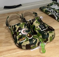 Brande new Bape X Crocs Classic Clog Green size 8 ABC Camouflage
