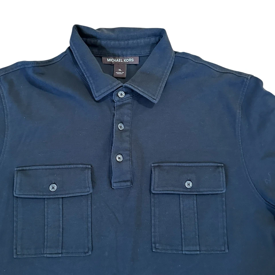 Рубашка поло Michael Kors мужская черная с короткими рукавами на 3 пуговицах спереди хлопок размер XL - Изображение 2 из 4