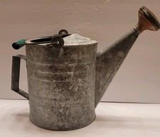 Vintage Galvanized Metal Garden Flower Watering Can w/ Handle Rusty No Leaks