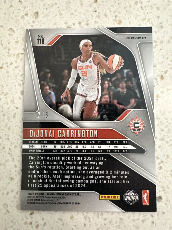 2024 Panini Prizm WNBA DiJonai Carrington #118 мозаика призма /3 солнечные крылья рысь - Изображение 2 из 2