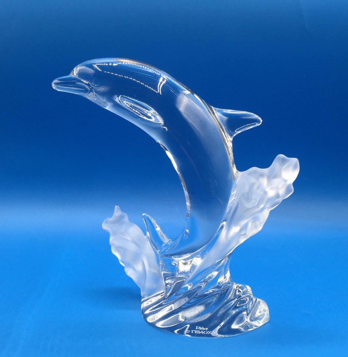 Vtg Lenox 1994 Crystal Dolphin Figurine Clear Frosted Glass