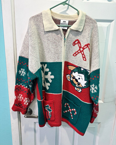 Spirit Jersey Star Wars Ewok Christmas Fair Isle Knit Full Zip Collared XL