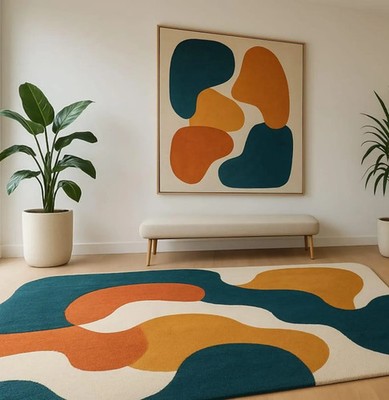 Hand Tufted Wool Rug Colorful Area Carpet | Contemporary Living