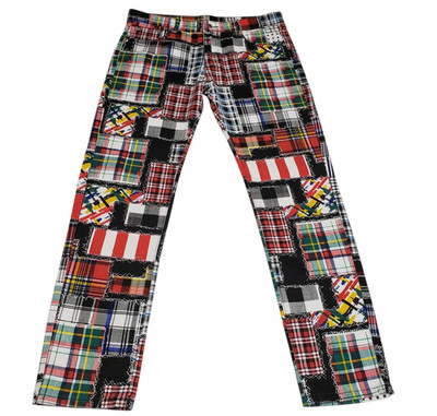 Watson Patchwork Pants Men's 36x32 Multicolored Slim Straight Leg Colorful
