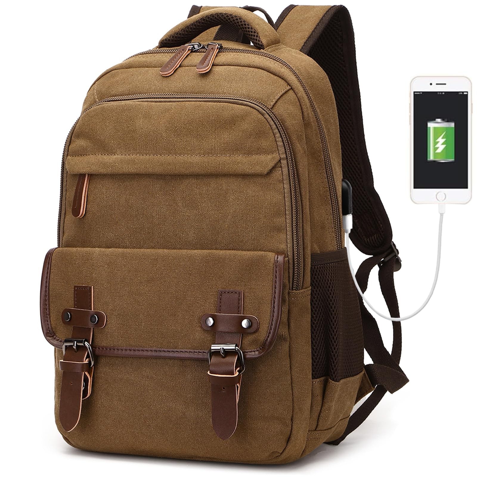 With Usb Charging 17.5 X 12.9 X 7.9 Inches, Brown