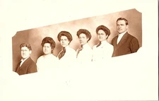 Antique RPPC Edwardian Group Portrait Men & Women Studio Photo Trimmed