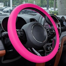 Soft Silicone Leather-textured Hot Pink Steering Wheel Cover Cute Car Accessory Soft Silicone Leather-textured Hot Pink Steering Wheel Cover Cute Car Accessory