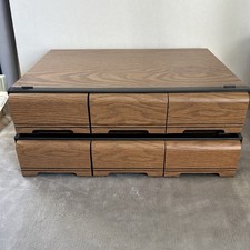 Set Of 2 Vtg Faux Woodgrain Cassette Tape Holders Storage 42 Tapes Each 84 Total