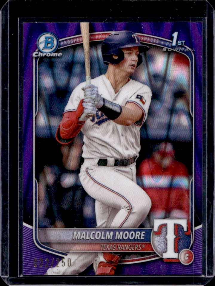2025 Bowman Malcolm Moore Chrome Purple Raywave Refractor 1st #/250