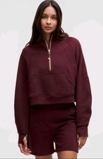 Lululemon Scuba Oversized Half Zip Hoodie Garnet Gold Cropped Cozy Athleisure