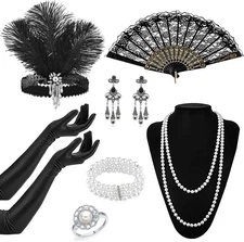 1920s Flapper Accessories Set, Great Gatsby Set Roaring 20's... 