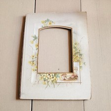 Antique Victorian Illustrated Picture Photo Mount Cottage Scene Primroses C1880