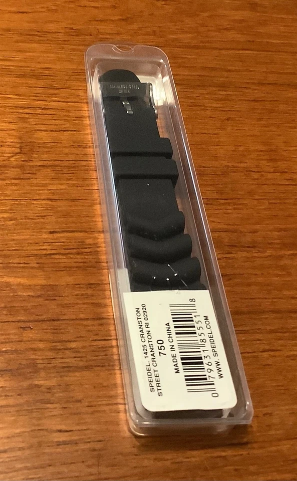 Speidel Black Polyurethane Rubber Waterproof Watchband Sport Diver 18mm Ends NOS - Image 3 of 4